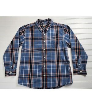 Gymboree Kids Plaid Button Down Shirt Long Sleeve Blue Orange White Size M 7-8